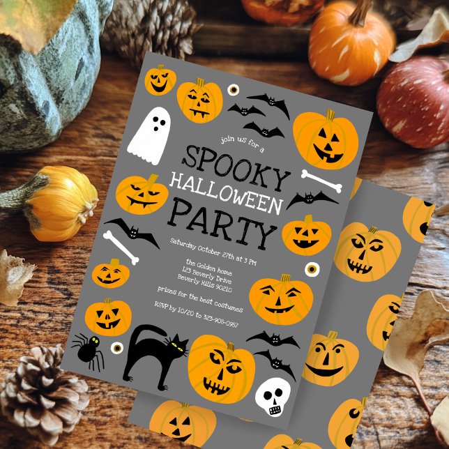 HALLOWEEN-PARTY Jack-o-Signalleuchten Niedlich Einladung (HALLOWEEN PARTY Jack-o-lanterns Cute Custom Spooky Fall Invitation
)