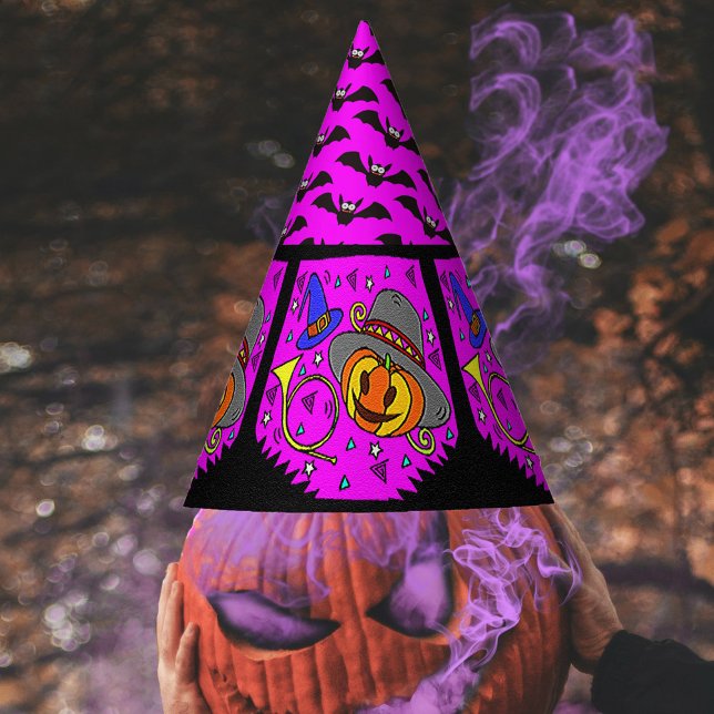 Halloween-Party Jack O'Lantern Buggys Lila Partyhütchen (Halloween Party Jack O'Lantern Bugle Bats Purple Party Hat)