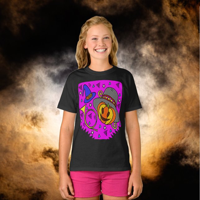 Halloween-Party Jack O'Lantern Bugle Lila Girls T-Shirt (Halloween Party Jack O'Lantern Bugle Purple Girls T-Shirt)