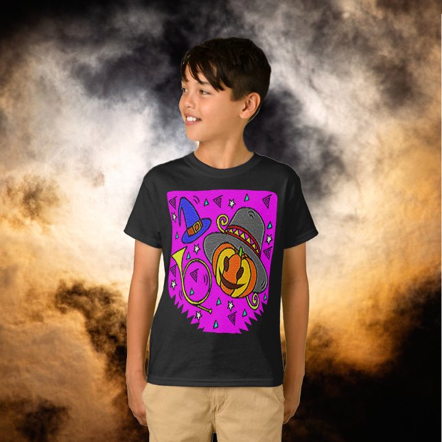 Halloween-Party Jack O'Lantern Bugle Lila Kids T-Shirt (Halloween Party Jack O'Lantern Bugle Purple Kids T-Shirt)