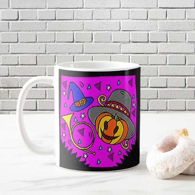 Halloween-Party Jack O'Lantern und Bugle Lila Kaffeetasse (Halloween Party Jack O'Lantern and Bugle Purple Coffee Mug)