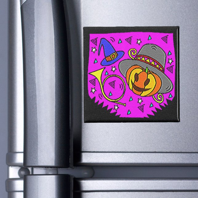 Halloween-Party Jack O'Lantern und Bugle Lila Magnet (Halloween Party Jack O'Lantern and Bugle Purple Magnet)
