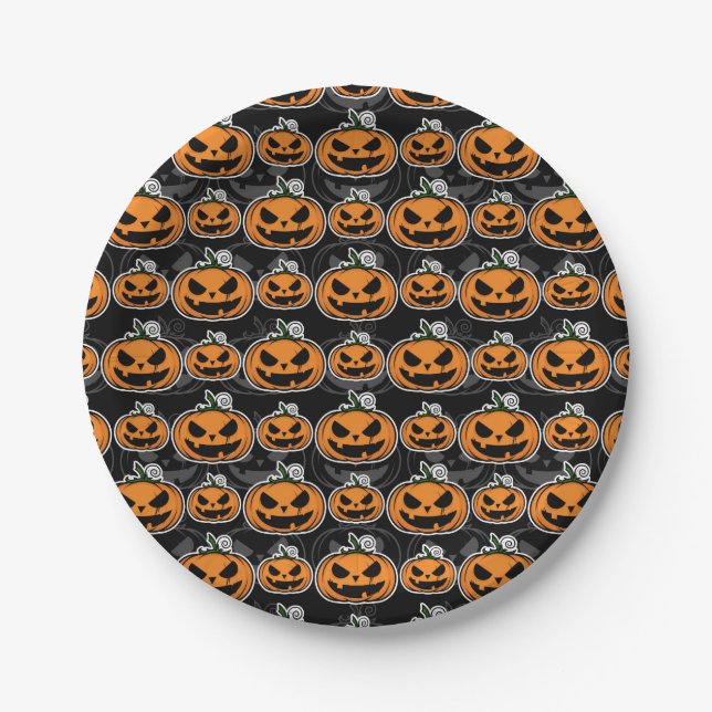 Halloween-Party Jack O'Lanterns Beängstigend Pumpk Pappteller (Vorderseite)