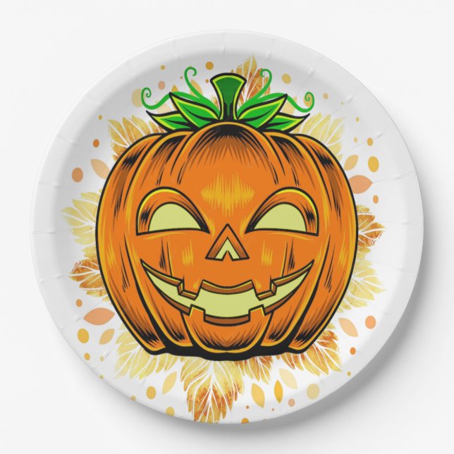 Halloween-Party Jackolantern Spooky Pumpkin Pappteller (Vorderseite)