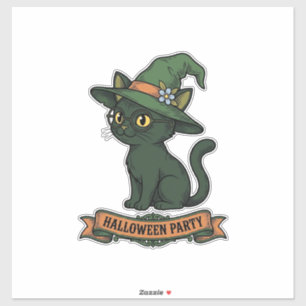 Halloween-Party-Katze Vintage-Vektordesign_1 Aufkleber