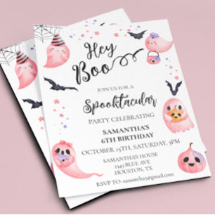 Halloween Party Kids Hey Boo Pink Geister