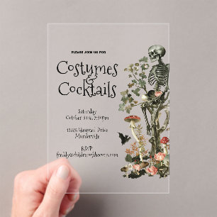 Halloween-Party-Kostüm & Cocktails Rosa Floral Acryleinladungen