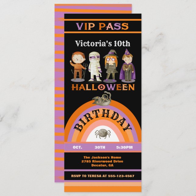 Halloween-Party Kostüme VIP Pass Ticket Einladung (Vorne/Hinten)