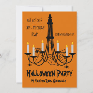 Halloween-Party-Kronleuchter schwarz und orange Einladung