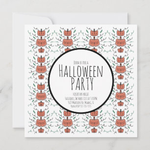 Halloween-Party-Kürbis-Doodle Einladung