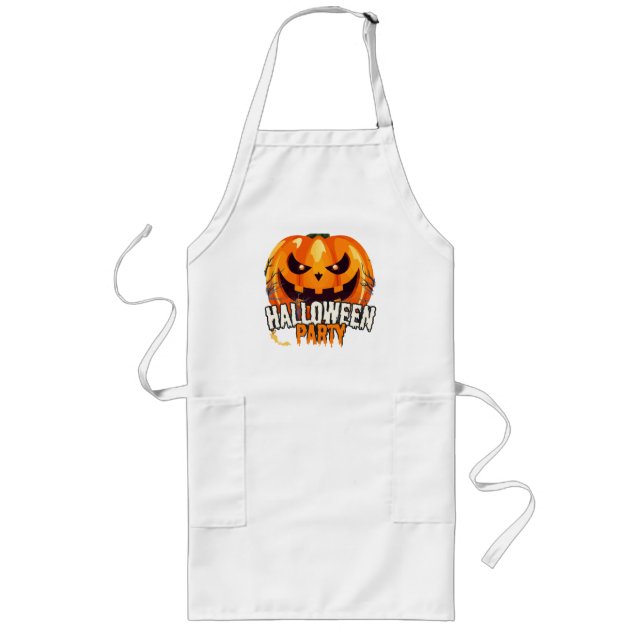 Halloween-Party – Kürbisgesicht-Design Lange Schürze (Vorne)