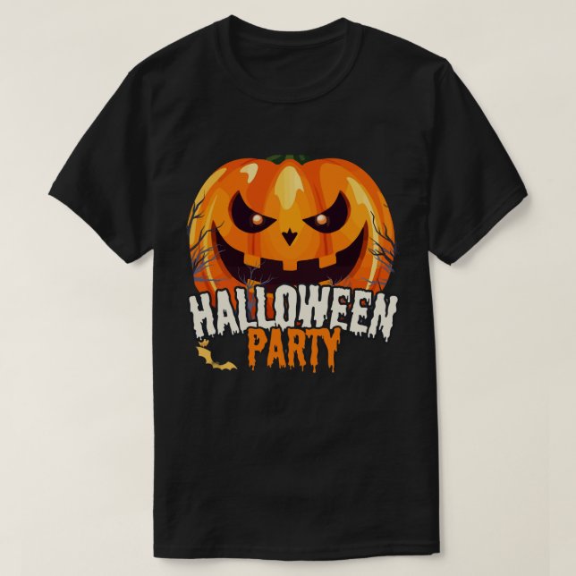 Halloween-Party – Kürbisgesicht-Design T-Shirt (Design vorne)