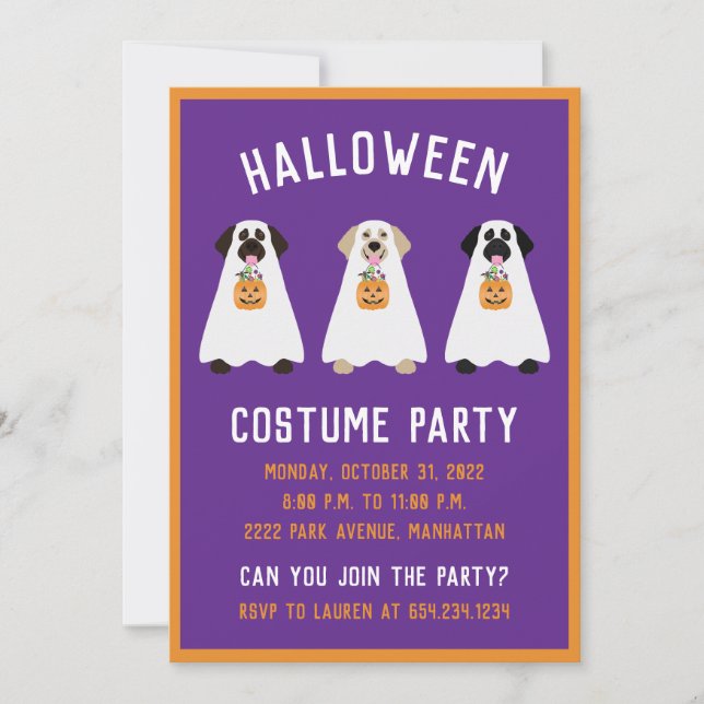Halloween-Party Labrador Retriever Ghost Dogs Einladung (Vorderseite)