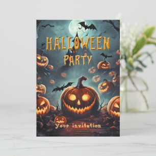 Halloween-Party laden von vielen Jack-O-Lanterns e Einladung
