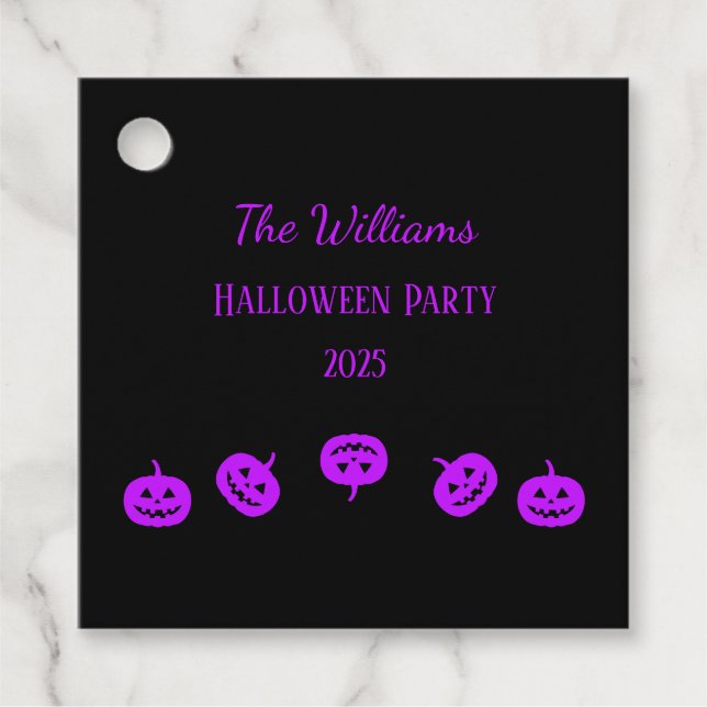 Halloween-Party Lila Pumpkins Geschenkanhänger (Vorderseite)