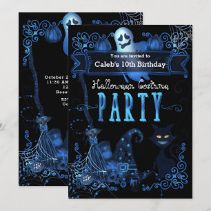 Halloween Party Magical Blue Glow Lights Einladung