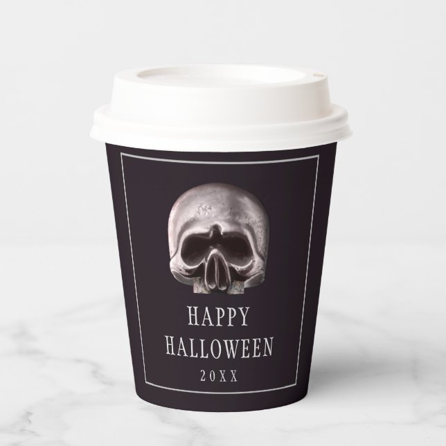 Halloween-Party Metal Skull Pappbecher (Vorderseite)