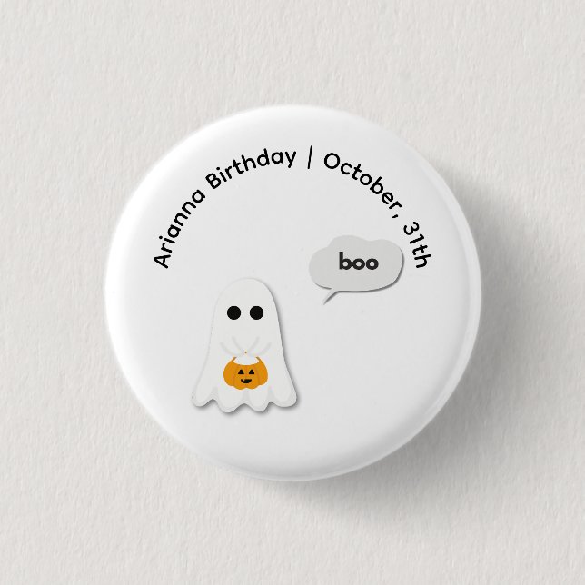 Halloween-Party | Minimales Ghost-Design Button (Vorderseite)
