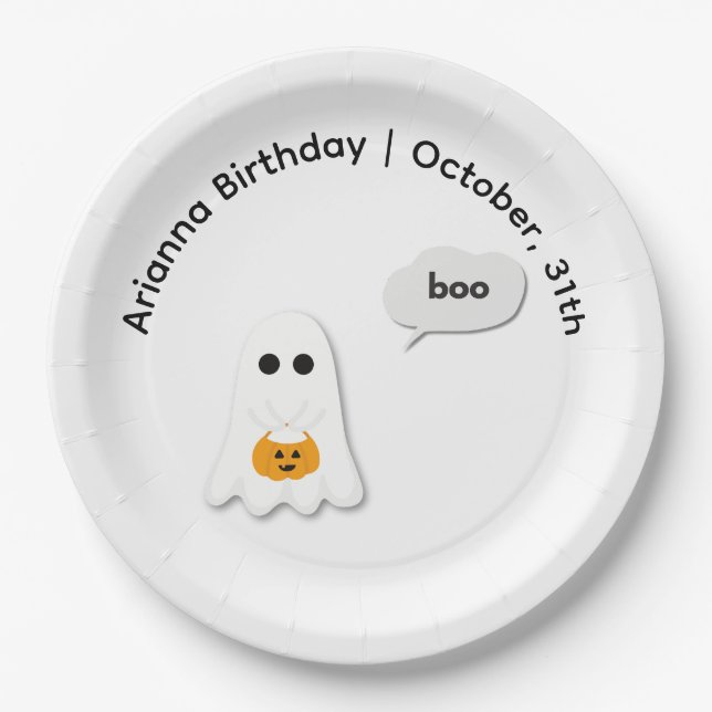 Halloween-Party | Minimales Ghost-Design Pappteller (Vorderseite)