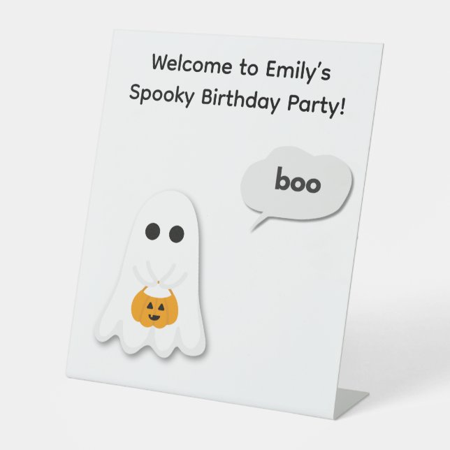 Halloween-Party | Minimales Ghost-Design Sockelschild (Vorderseite)