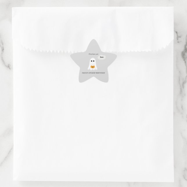 Halloween-Party | Minimales Ghost-Design Stern-Aufkleber (Tasche)
