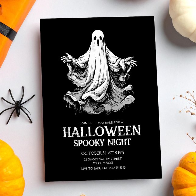 Halloween-Party mit Geist Feiertagspostkarte (Von Creator hochgeladen)
