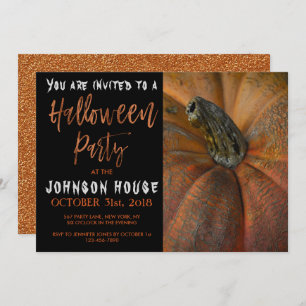 Halloween-Party mit moderner orange Typografie Einladung
