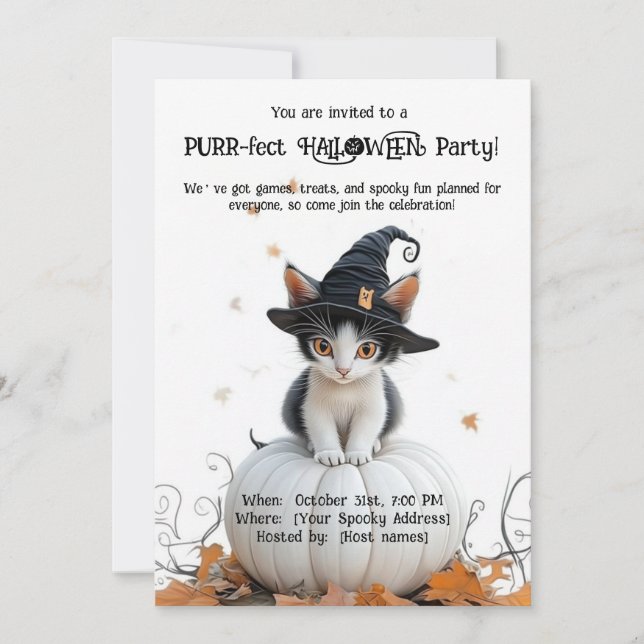 🐈 ‍ ⬛ Halloween-Party mit Präfektur 🎃 Einladung (Vorderseite)