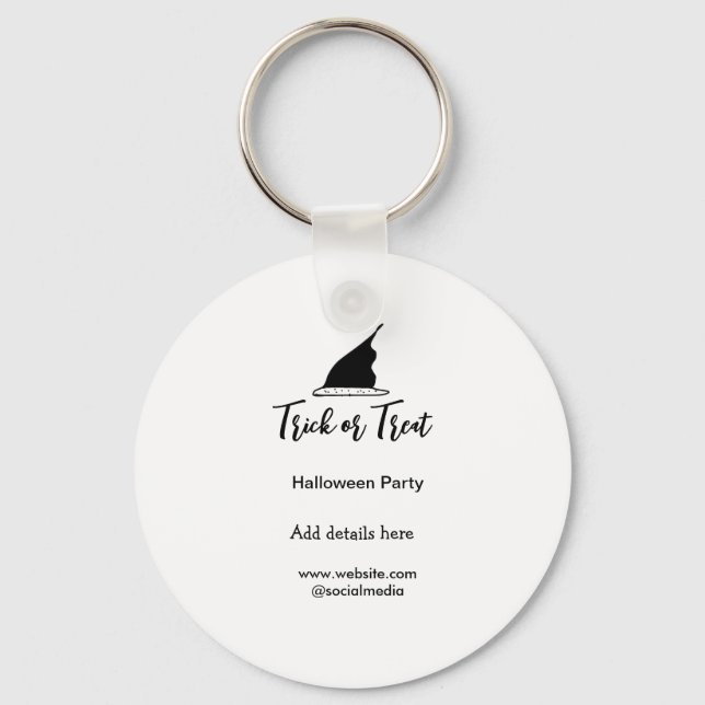 Halloween-Party mit schwarzen Hutdetails bespreche Schlüsselanhänger (Vorderseite)
