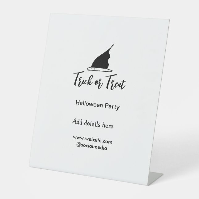Halloween-Party mit schwarzen Hutdetails bespreche Sockelschild (Vorderseite)