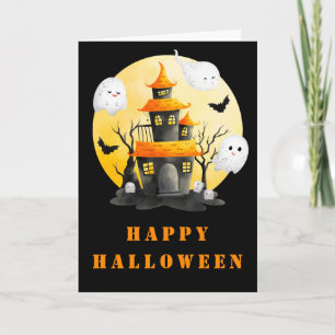 Halloween-Party mit Spuk Haus und Geistern Karte