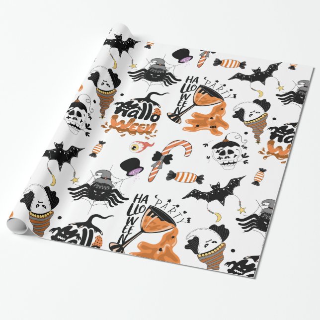 Halloween-Party-Monster Geschenkpapier (Ungerollt)