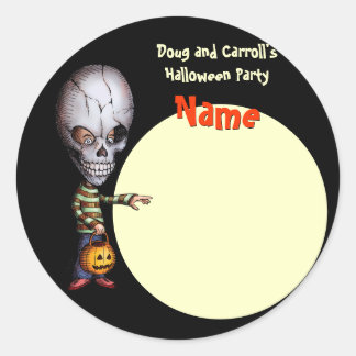 Halloween-Party-Namensumbau - Schädel-Kind Runder Aufkleber