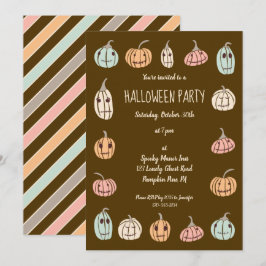 Halloween-Party Niedlich Pastel Pumpkins Einladung
