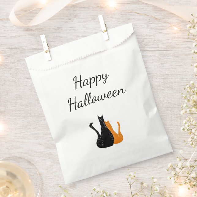Halloween-Party Niedliche Katzen Schwarzes Orange Geschenktütchen (Ausgeschnitten)