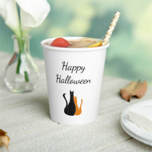Halloween-Party Niedliche Katzen Schwarzes Orange Pappbecher