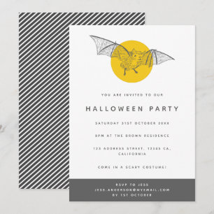 Halloween-Party Niedlicher, moderner Fun-Gelber Einladung