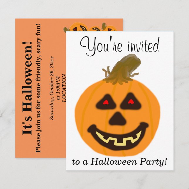 Halloween-Party Orange Pumpkins PERSONALIZE Einladung (Vorne/Hinten)