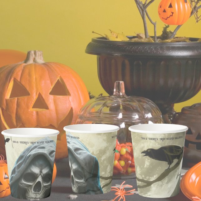 Halloween-Party-Papiergruppen für grimmige Sensenm Pappbecher (Grim Reaper Halloween Party Paper Cups)