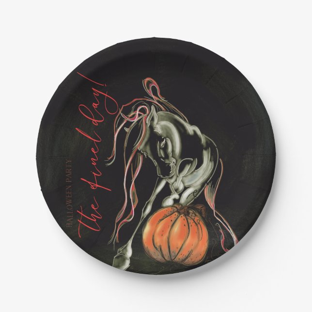 Halloween Party, Pappteller mit Geisterpferd (Vorderseite)