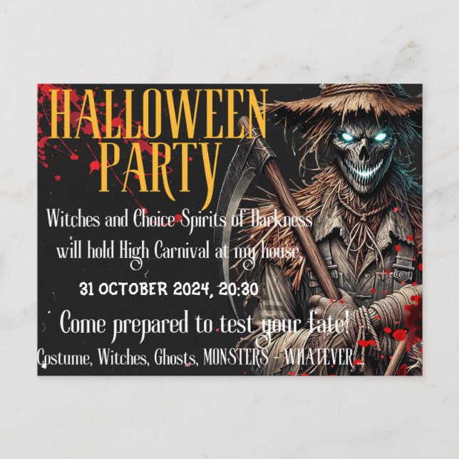 Halloween-Party Personalisierte Einladung Postkart (Vorderseite)