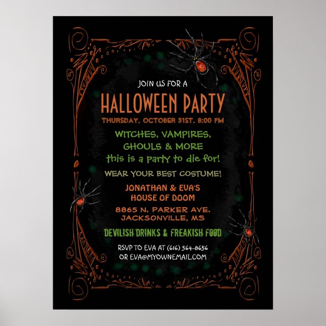 Halloween-Party Poster 18 x 24 (Vorne)