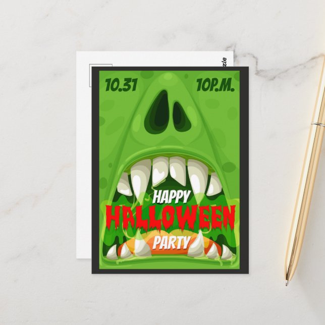 Halloween-Party Postkarte (Vorderseite/Rückseite Beispiel)