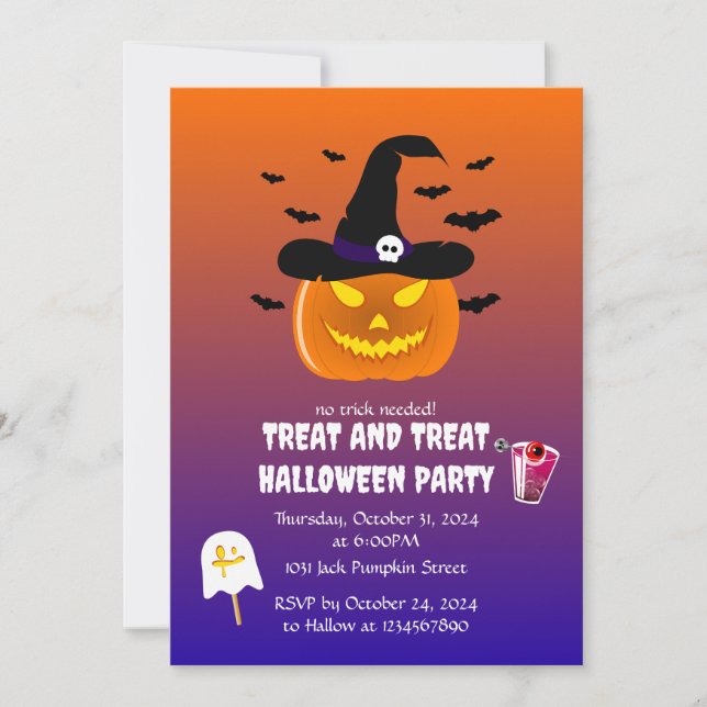 Halloween-Party Pumpkin Jack o’ Lantern Einladung (Vorderseite)