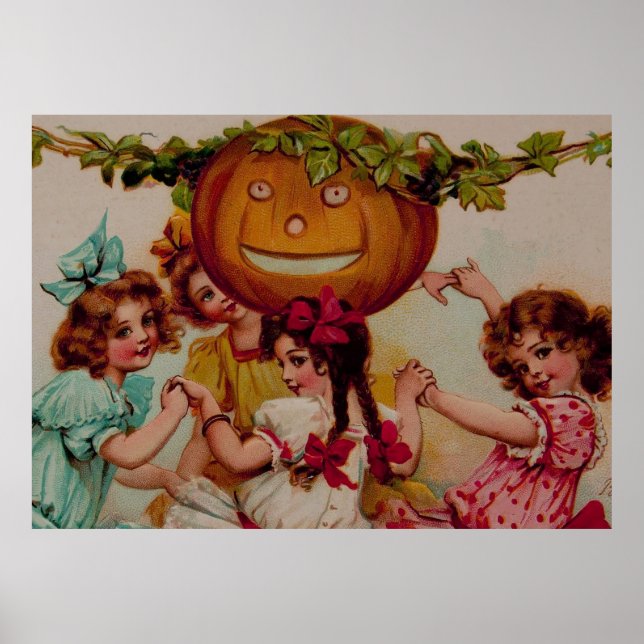 Halloween-Party Pumpkin Vintag Art Poster (Vorne)