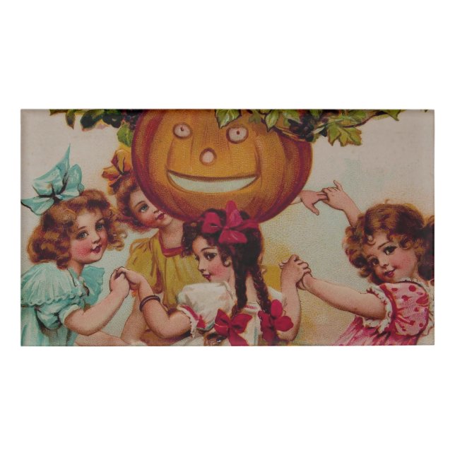 Halloween-Party Pumpkin Vintag Namenschild (Vorderseite)