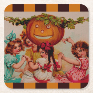 Halloween-Party Pumpkin Vintag Rechteckiger Pappuntersetzer