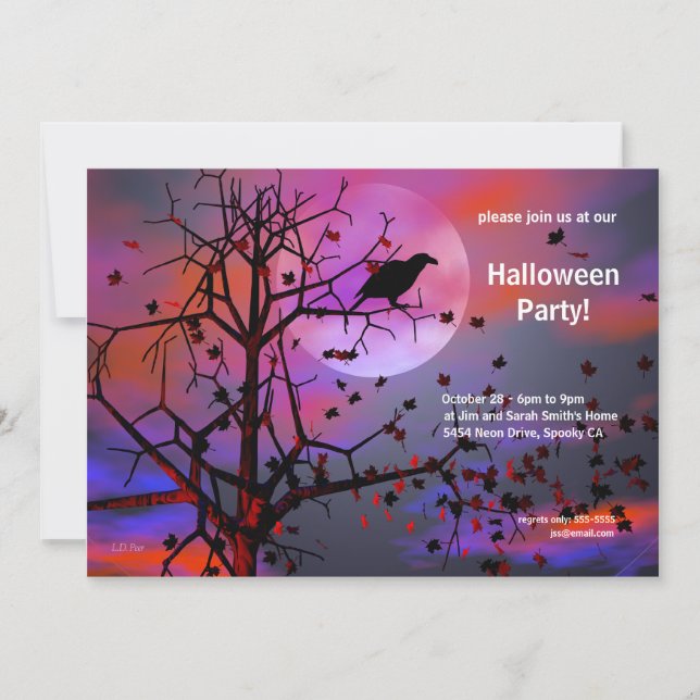 Halloween-Party Raven Night Einladung (Vorderseite)