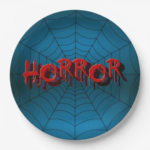 Halloween-Party Red Horror Spider Web Blue Beängst Pappteller