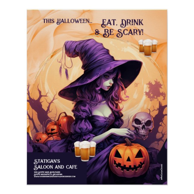Halloween-Party Rodelbahn mit Aussicht Poster (Vorderseite)
